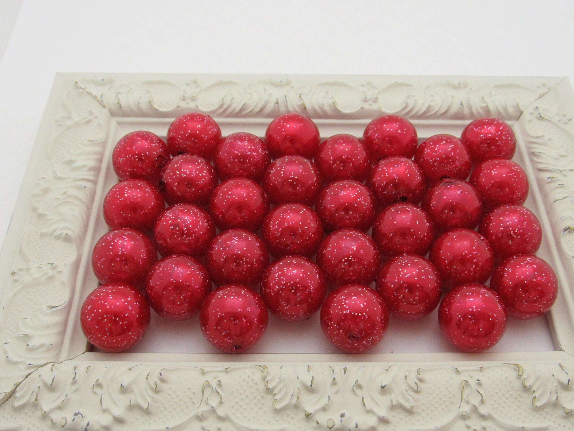 20mm Red Glitter Pearls, Chunky Bubblegum Pearls, Glitter Beads, Chunky Beads, Faux Pearl Beads, Chunky Bead Supply, Glitter Pearls