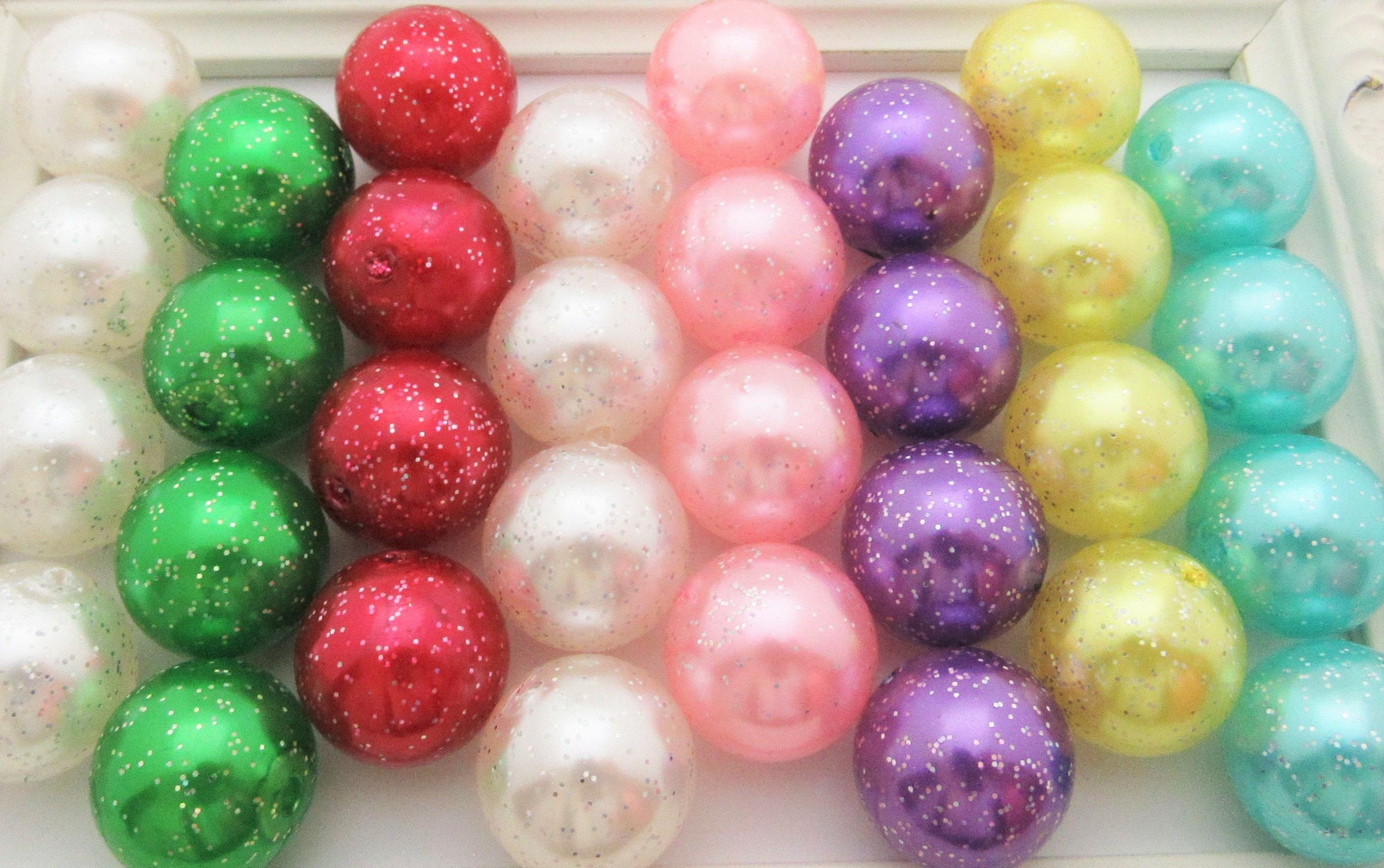 20mm Yellow Glitter Pearls, Chunky Bubblegum Pearls, Glitter Beads, Chunky Beads, Faux Pearl Beads, Chunky Bead Supply, Glitter Pearls