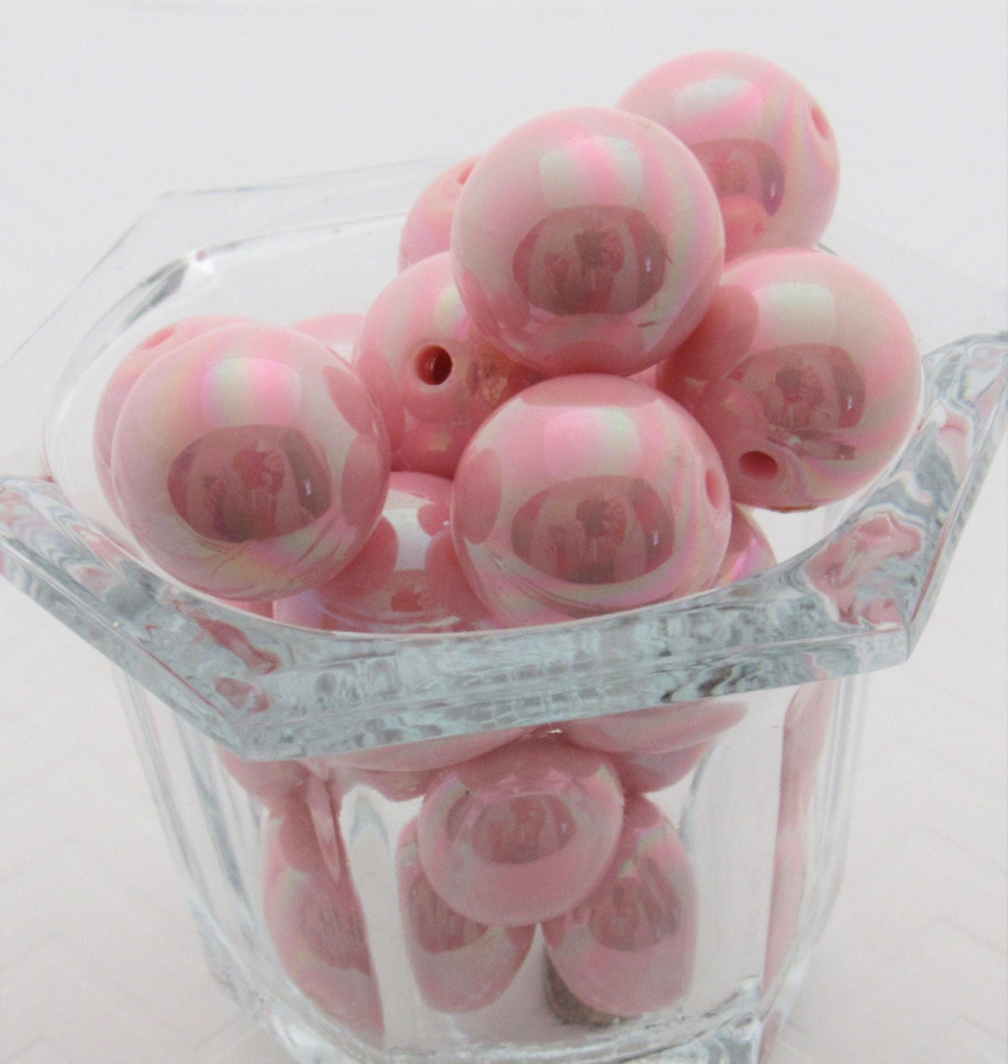 10Ct. 20mm AB Light Pink Bubblegum Bead, Chunky Round Bead, AB Gum Ball Bead, Chunky Bead Supply, Bubblegum Necklace Supply Beads