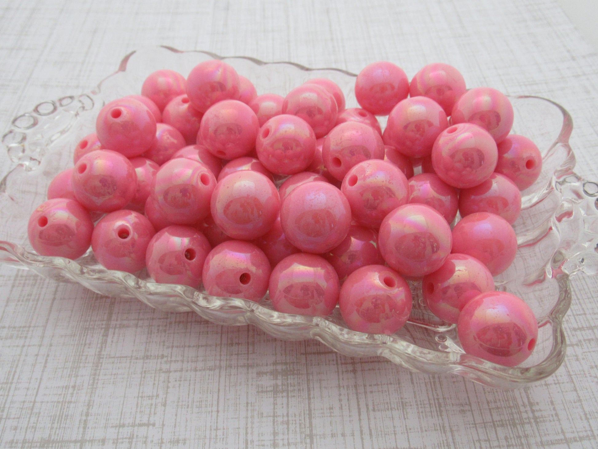 20mm AB Pink Bubblegum Bead, Chunky Round Acrylic Bead, AB Gum Ball Bead, Chunky Bead Supply, Bubblegum Necklace Supply Beads
