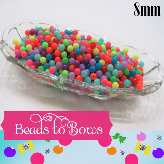 Sale 100 count 1.99 Neon Chunky Beads, Necklace Supply Bead, Gumball Beads, Bubblegum Beads, DIY Bead Supply