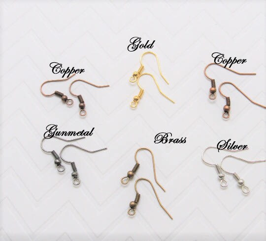 10pair Earring Hooks, Earring Wires, Gold, Platinum, Copper, Antique Copper, Antique Brass, Jewelry Findings, Supplies, Earring Wires