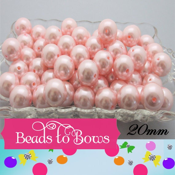 20mm Light Pink Pearl Beads, Chunky Pearl Beads, Bubblegum Pearl Beads, Chunky Beads, Faux Pearl Beads, Gumball Pearl Beads, Supply Beads