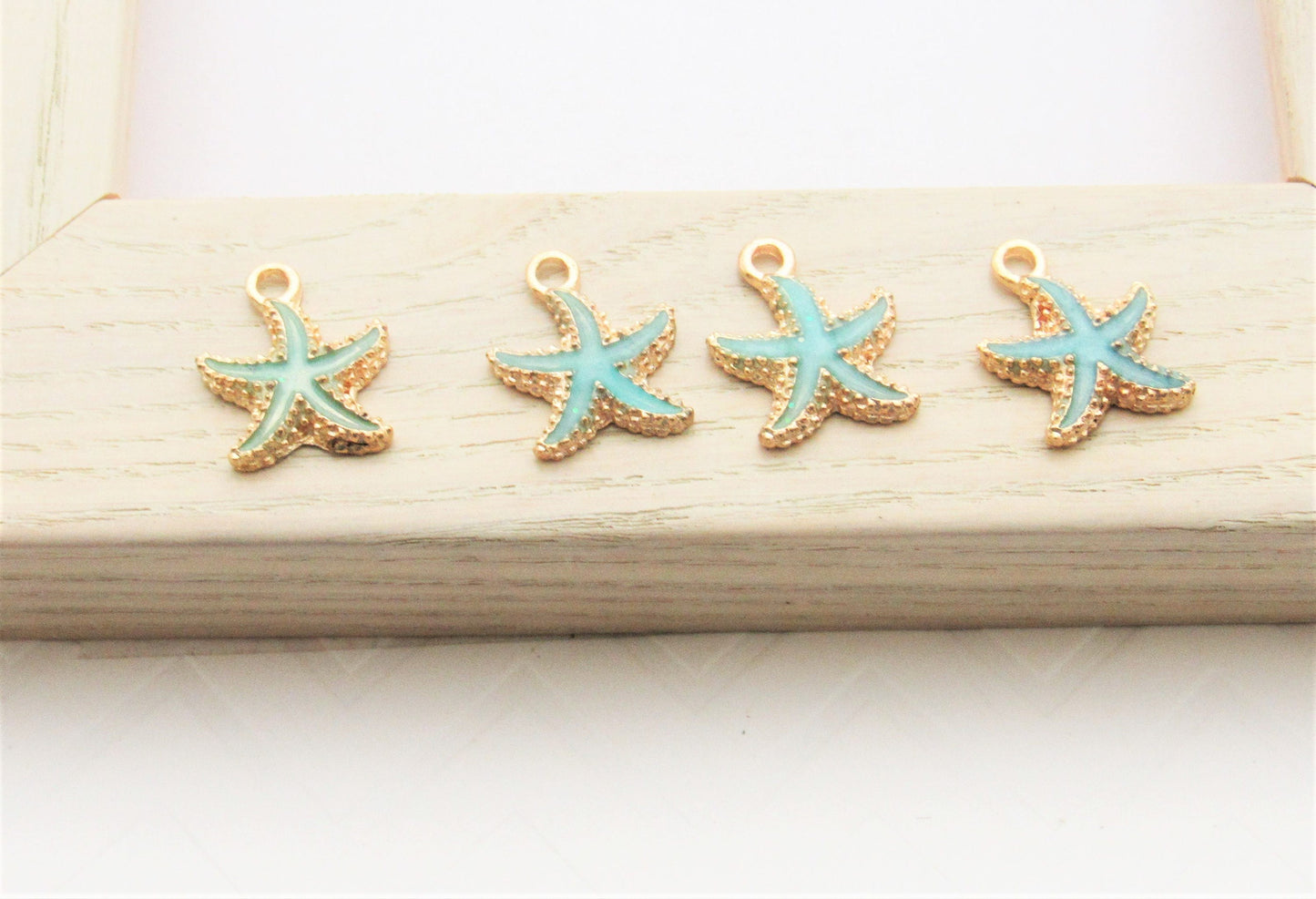 2 Enamel Star Fish Charms, Star Fish Charm 16mm X 15mm Charms, Hair bow Center, Scrapbook Accessories, Enamel Star FishCharm.