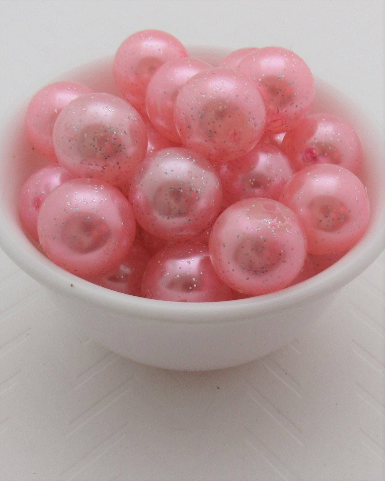 20mm Glitter Pink Pearls, Chunky Pearl Beads, Bubblegum Glitter Beads, Chunky Beads, Faux Pearl Beads, Chunky Bead Supply, Pearl Bead