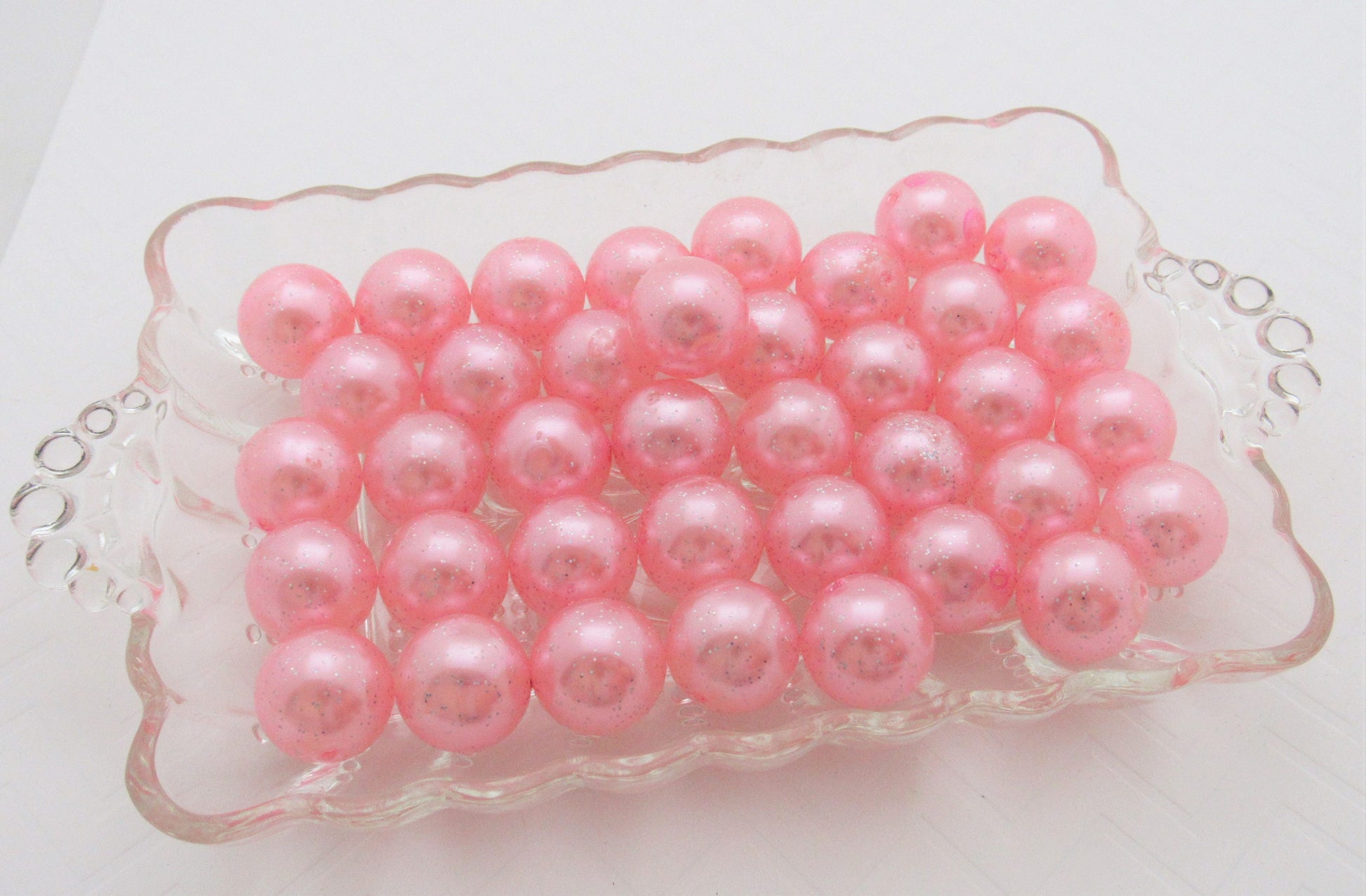 20mm Glitter Pink Pearls, Chunky Pearl Beads, Bubblegum Glitter Beads, Chunky Beads, Faux Pearl Beads, Chunky Bead Supply, Pearl Bead