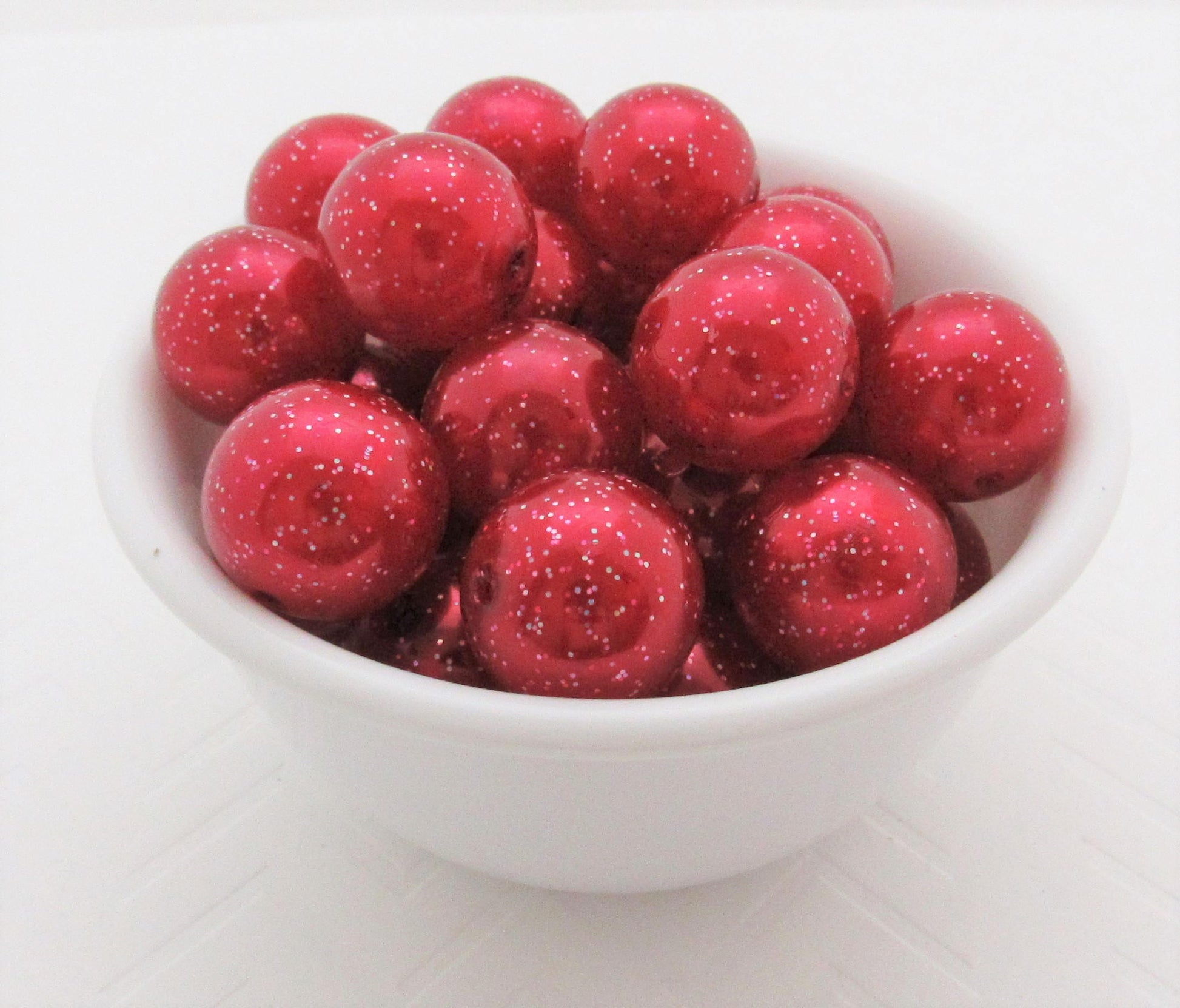20mm Red Glitter Pearls, Chunky Bubblegum Pearls, Glitter Beads, Chunky Beads, Faux Pearl Beads, Chunky Bead Supply, Glitter Pearls