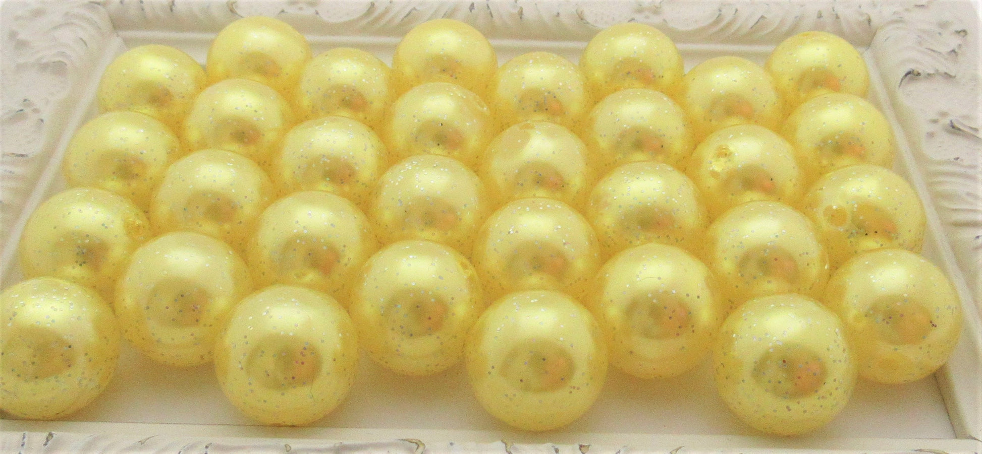20mm Yellow Glitter Pearls, Chunky Bubblegum Pearls, Glitter Beads, Chunky Beads, Faux Pearl Beads, Chunky Bead Supply, Glitter Pearls