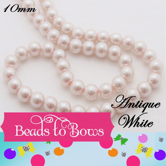 New 10mm Antique White Bubblegum Pearls, Chunky Pearls, Glass Pearls, Gumball Pearl, Bubblegum Necklace Supply Bead, Jewelry Supply,  Supply