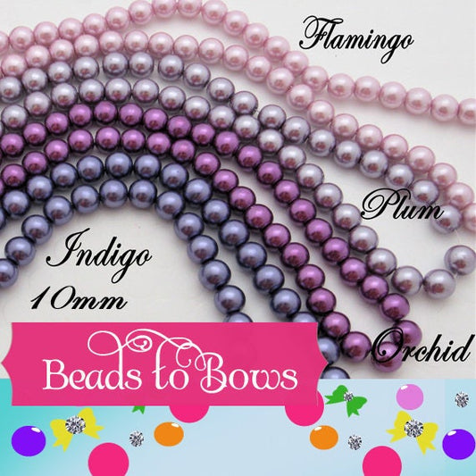 10mm Plum, Indigo, Flamingo, Orchid, Bubblegum Pearls, Chunky Pearls, Glass Pearls, Bubblegum Necklace Supply Bead, Jewelry Supply,