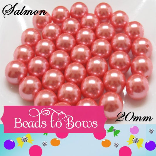 20mm Salmon Gumball Pearls, Chunky Bubblegum Beads, Solid Round Acrylic Pearl Beads, Chunky Pearl Beads, Chunky Necklace Supply Beads