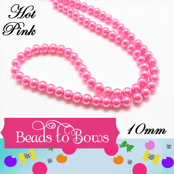 10mm Glass Hot Pink Bubblegum Pearls, Bubblegum Pearls, Chunky Pearls, Gumball Pearl Beads, Bubblegum Necklace Pearl, Chunky Bead Supply