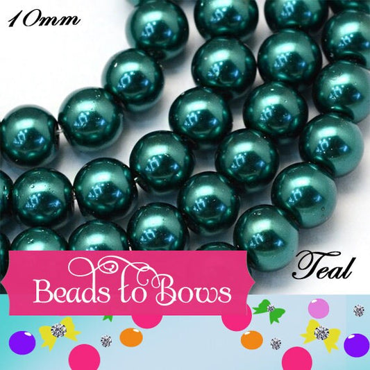 10mm Teal Bubblegum Pearls, Chunky Pearls, Glass Pearls, Gumball Pearls, Bubblegum Necklace Supply Bead, Jewelry Supply