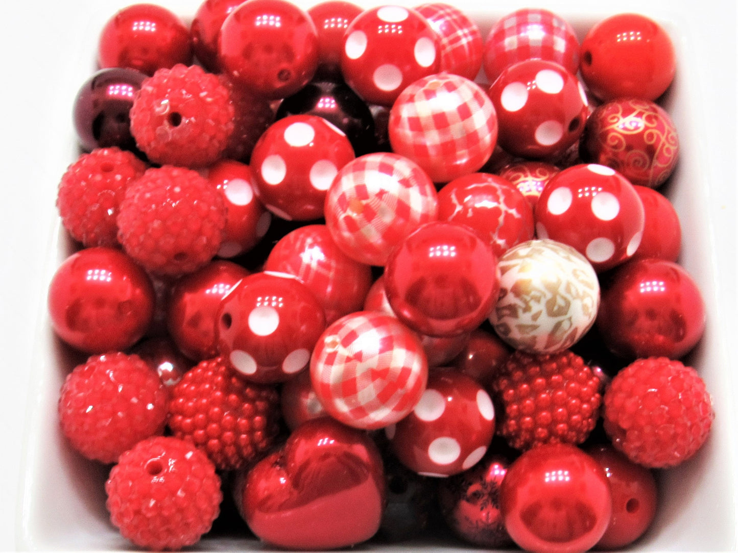 12 or 24 Ct. 20mm Bubblegum Assorted Reds Beads, Beadable Pen Beads, Acrylic Beads, Bubblegum Beads, Round Bubblegum Bead