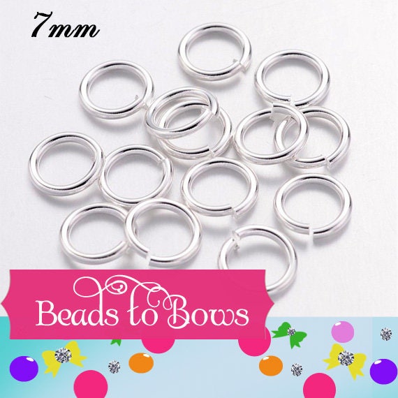 7mm Jump Rings, 100 Closed Unsoldered, Silver Colored 7mm Jump Rings, Jewelry Supply,  Findings, Silver Jump Rings, Beading Supply, Finding