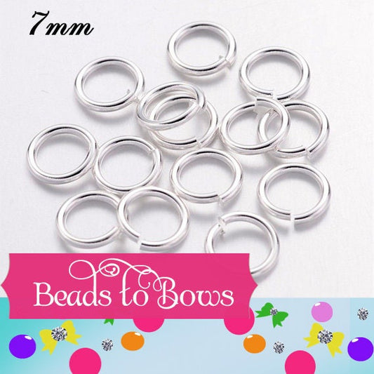 7mm Jump Rings, 100 Closed Unsoldered, Silver Colored 7mm Jump Rings, Jewelry Supply,  Findings, Silver Jump Rings, Beading Supply, Finding