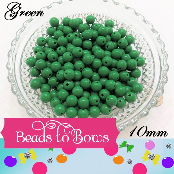 10mm Green Bubblegum Beads, Round Bubblegum Beads, Chunky Acrylic Beads, Gum Ball Beads, Fairy Kei Beads, Chunky Necklace Supply Beads