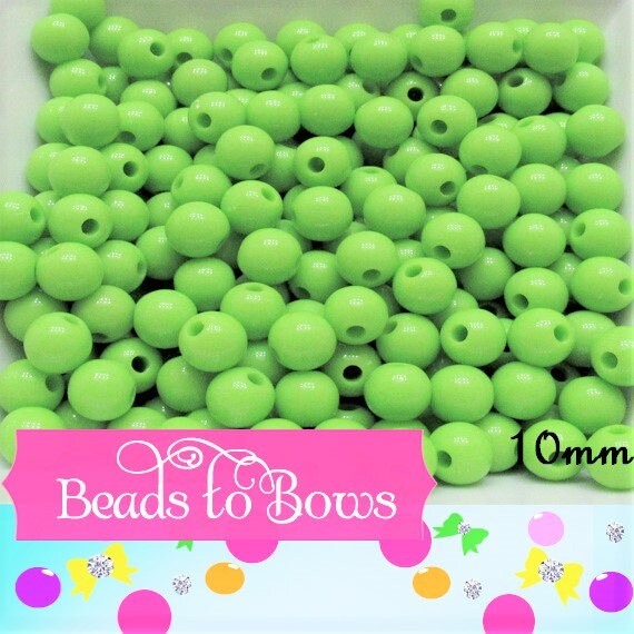 10mm Lime Bubblegum Beads, Round Bubblegum Beads, Chunky Acrylic Beads, Gum Ball Beads, Fairy Kei Beads, Chunky Necklace Supply Beads