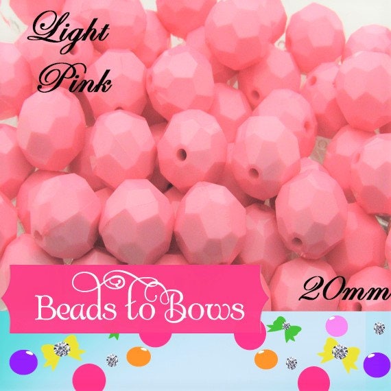 20mm Solid Pink Faceted Beads, 10 ct. Bubblegum Beads, Gumball Beads, Acrylic Bead, Bubblegum Bead, Solid Round Bead, Chunky Necklace Supply