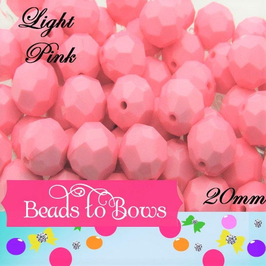 20mm Solid Pink Faceted Beads, 10 ct. Bubblegum Beads, Gumball Beads, Acrylic Bead, Bubblegum Bead, Solid Round Bead, Chunky Necklace Supply