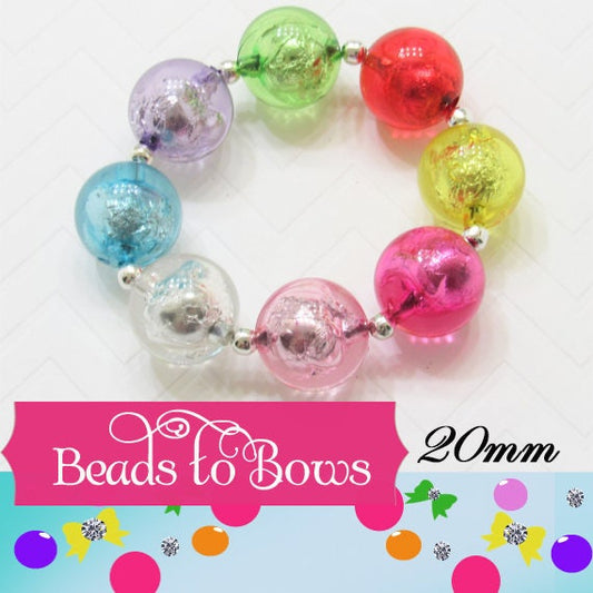 20mm Foil Beads, Bubblegum Bead In A Bead, Chunky Foil Bead is a Bead, Chunky Bubblegum Necklace Bead Supply, Assorted Colors You Choose