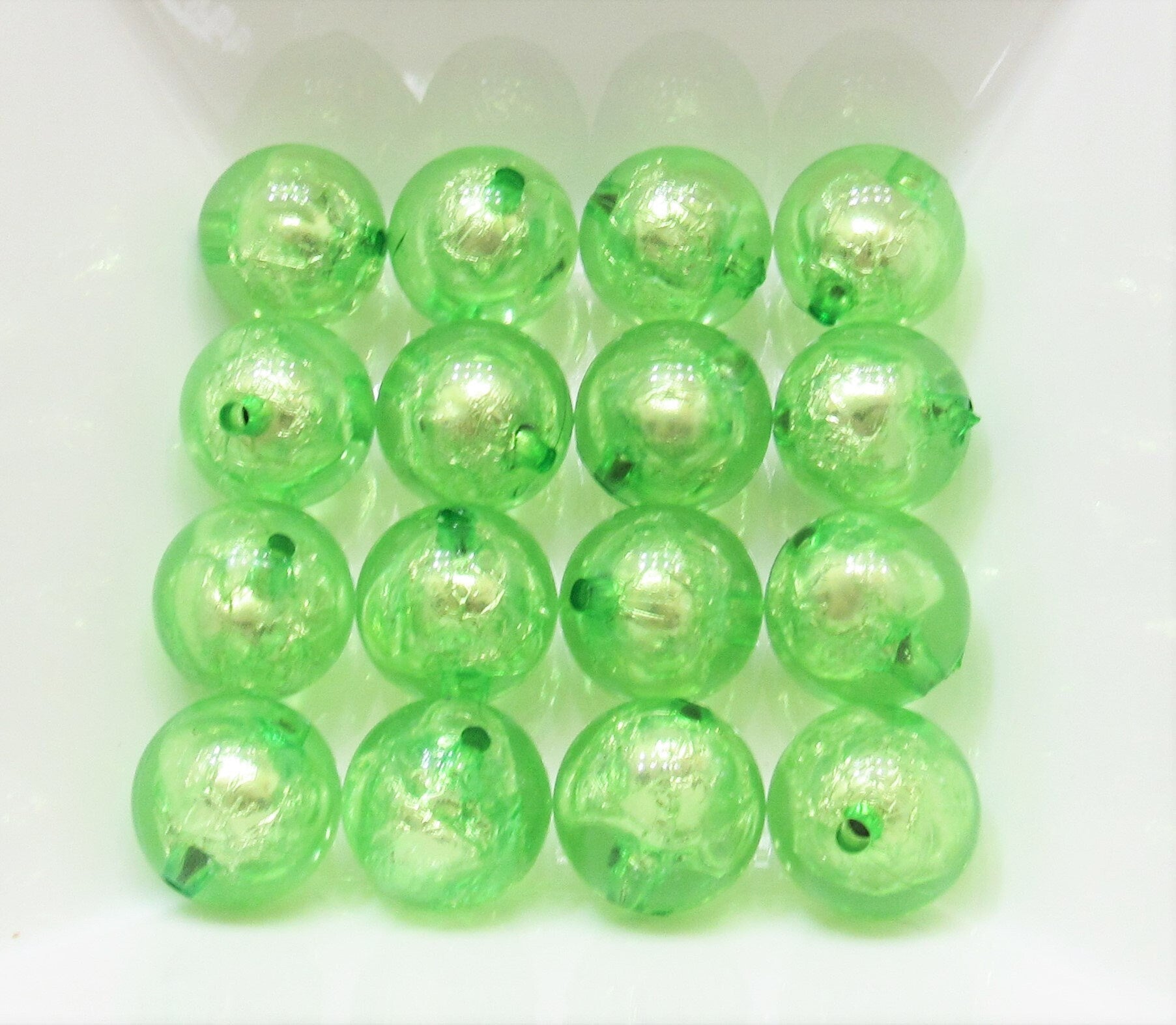 20mm Lt. Green Foil Beads, Bubblegum Bead In A Bead, Chunky Foil Bead, Chunky Bubblegum Necklace Bead Supply, Jewelry Supply