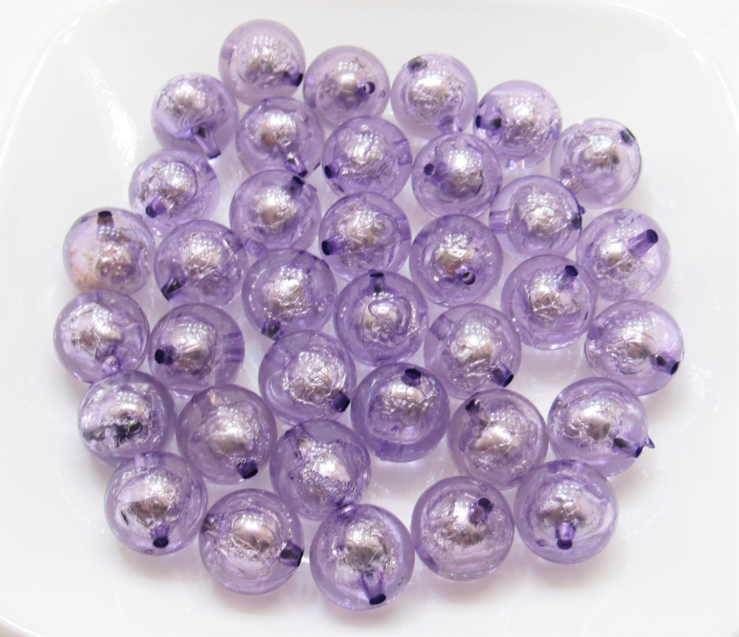 20mm Lilac Foil Beads, Bubblegum Bead In A Bead, Chunky Foil Bead, Chunky Bubblegum Necklace Bead Supply, Jewelry Supply