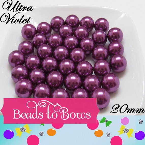 New 20mm Ultra Violet Gumball Pearls, Chunky Bubblegum Beads, Round Acrylic Pearl Beads, Chunky Pearl Beads, Chunky Necklace Supply Beads