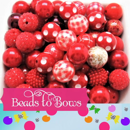 12 or 24 Ct. 20mm Bubblegum Assorted Reds Beads, Beadable Pen Beads, Acrylic Beads, Bubblegum Beads, Round Bubblegum Bead