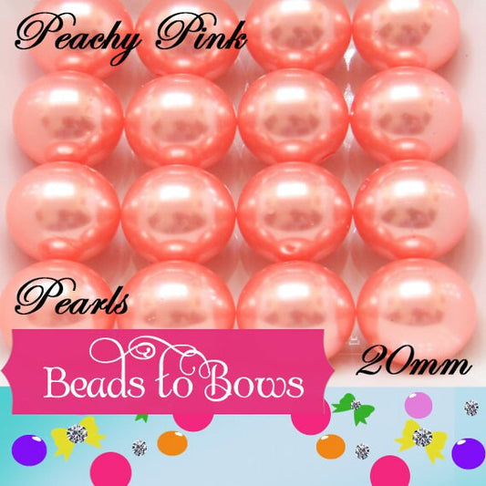 20mm Neon Peachy Pink Pearls, Bubblegum Pearls, Gumball Pearls, Round Acrylic Pearls, Chunky Necklace Bead Supply,