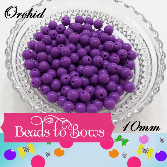 10mm Orchid Bubblegum Beads, Round Bubblegum Beads, Chunky Acrylic Beads, Gum Ball Beads, Fairy Kei Beads, Chunky Necklace Supply Beads
