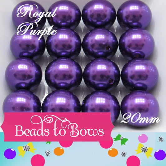 20mm Royal Purple Pearl Bubblegum Beads, Chunky Beads, Gumball Pearl Beads, Chunky Necklace Supply, Acrylic Pearl Beads, Chunky Bead Supply