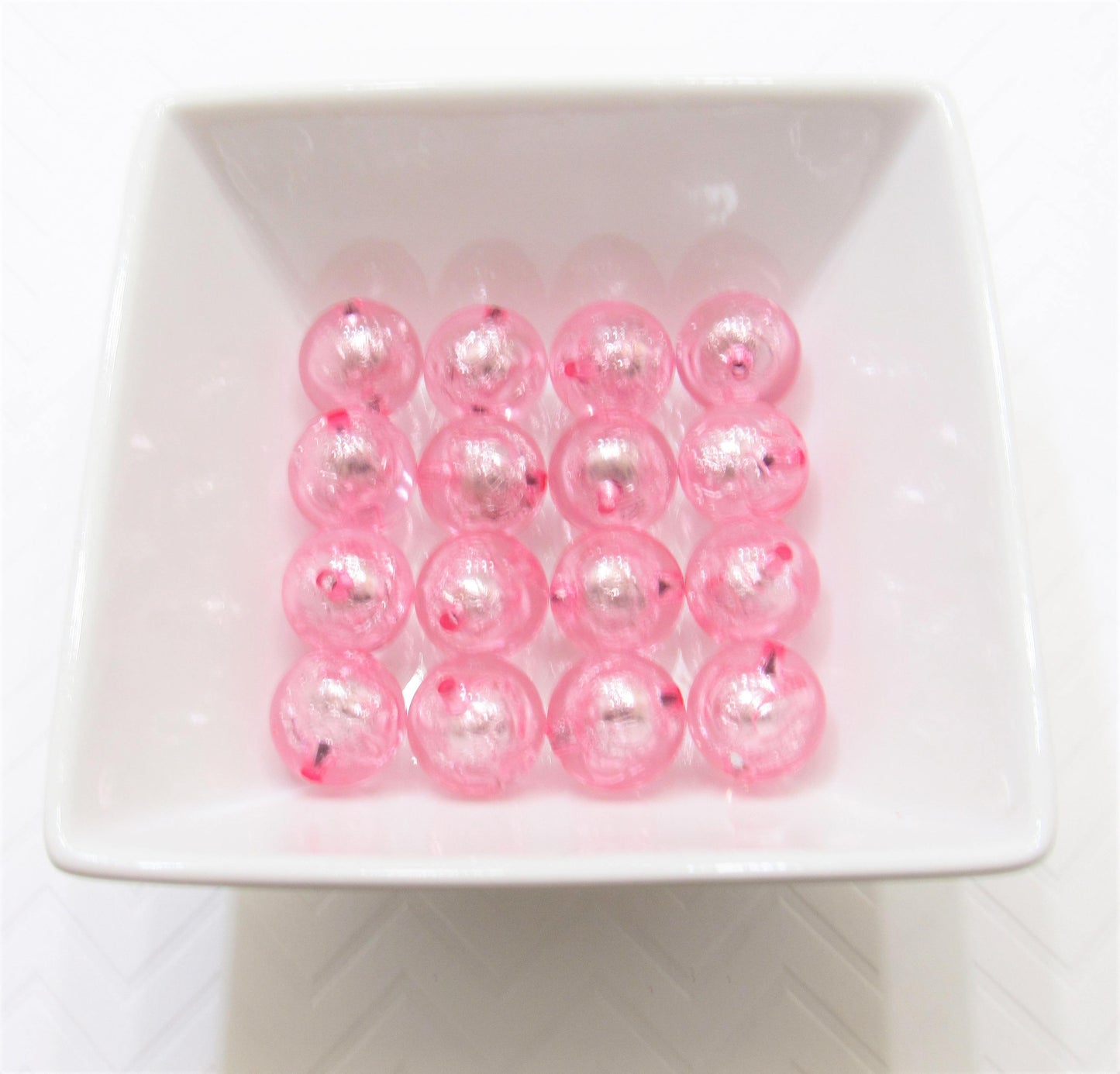 20mm Pink Foil Beads, Bubblegum Bead In A Bead, Chunky Foil Bead, Chunky Bubblegum Necklace Bead Supply, Jewelry Supply