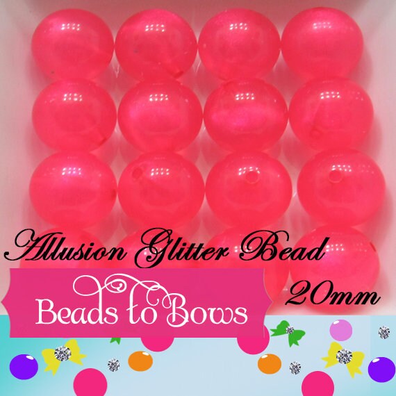 NEW 20mm Hot Pink Allusion Glitter Bubblegum Beads, Chunky Beads, Bubblegum Glitter Beads, Chunky Beads,  Chunky Bead Supply, Pink Bead