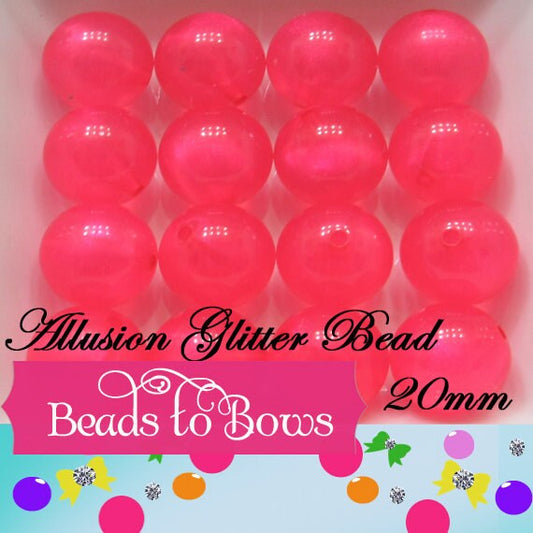 NEW 20mm Hot Pink Allusion Glitter Bubblegum Beads, Chunky Beads, Bubblegum Glitter Beads, Chunky Beads,  Chunky Bead Supply, Pink Bead