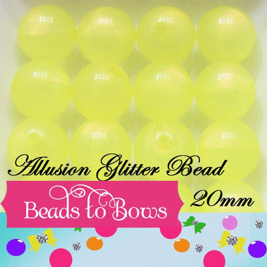 NEW 20mm Yellow Allusion Glitter Bubblegum Beads, Chunky Beads, Bubblegum Glitter Beads, Chunky Beads,  Chunky Bead Supply, Glitter Bead