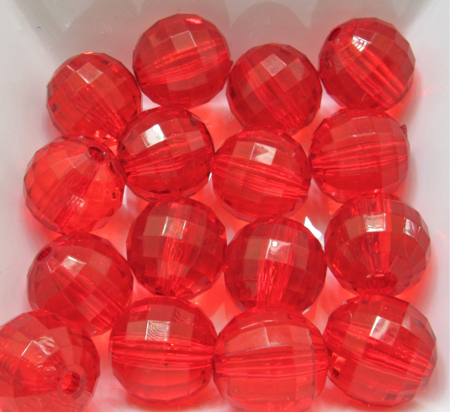 NEW 22mm Red Faceted Beads, Bubblegum Bead, Multifaceted Chunky Bead, Chunky Bubblegum Necklace Bead Supply, Jewelry Supply,