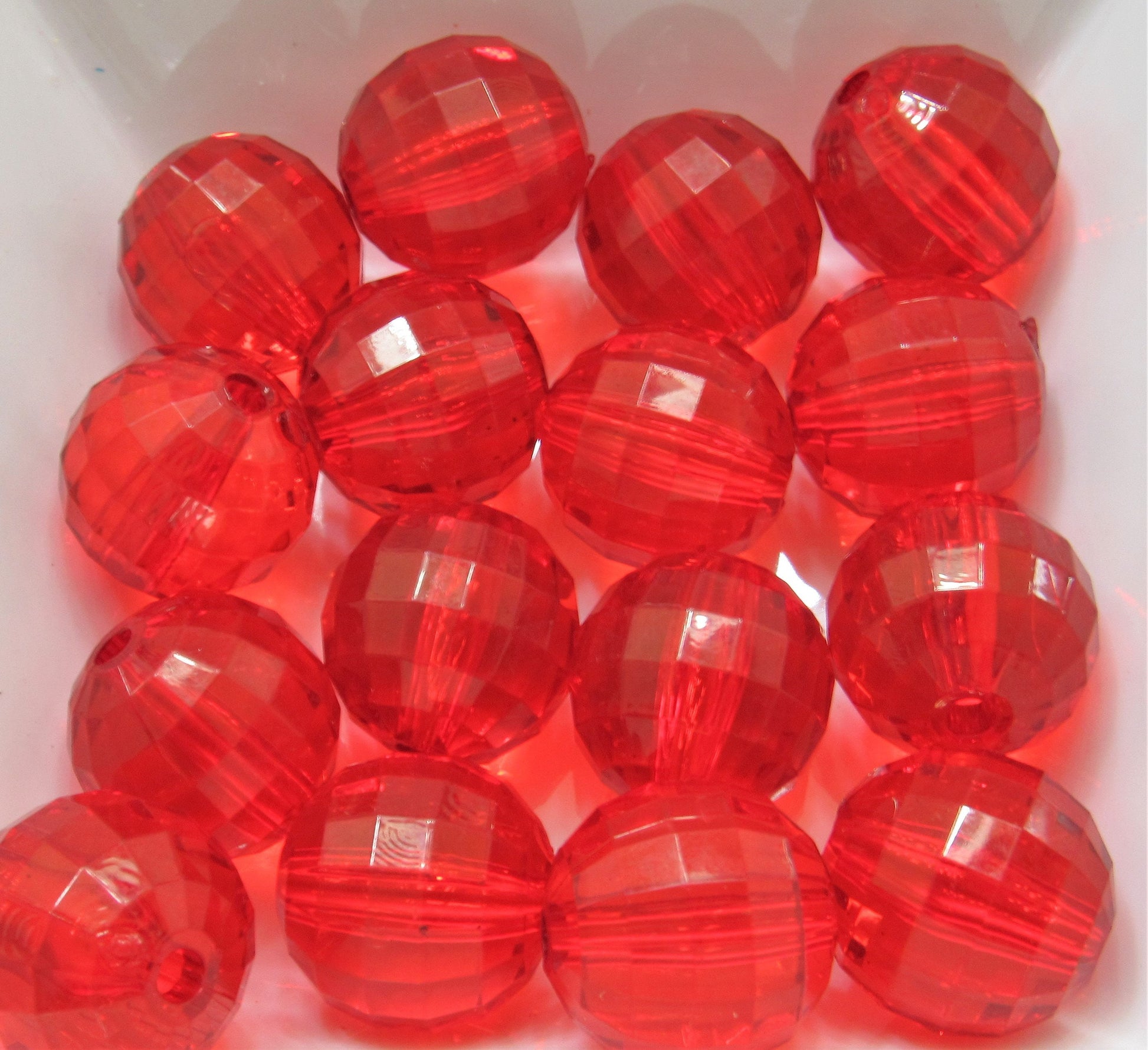 NEW 22mm Red Faceted Beads, Bubblegum Bead, Multifaceted Chunky Bead, Chunky Bubblegum Necklace Bead Supply, Jewelry Supply,