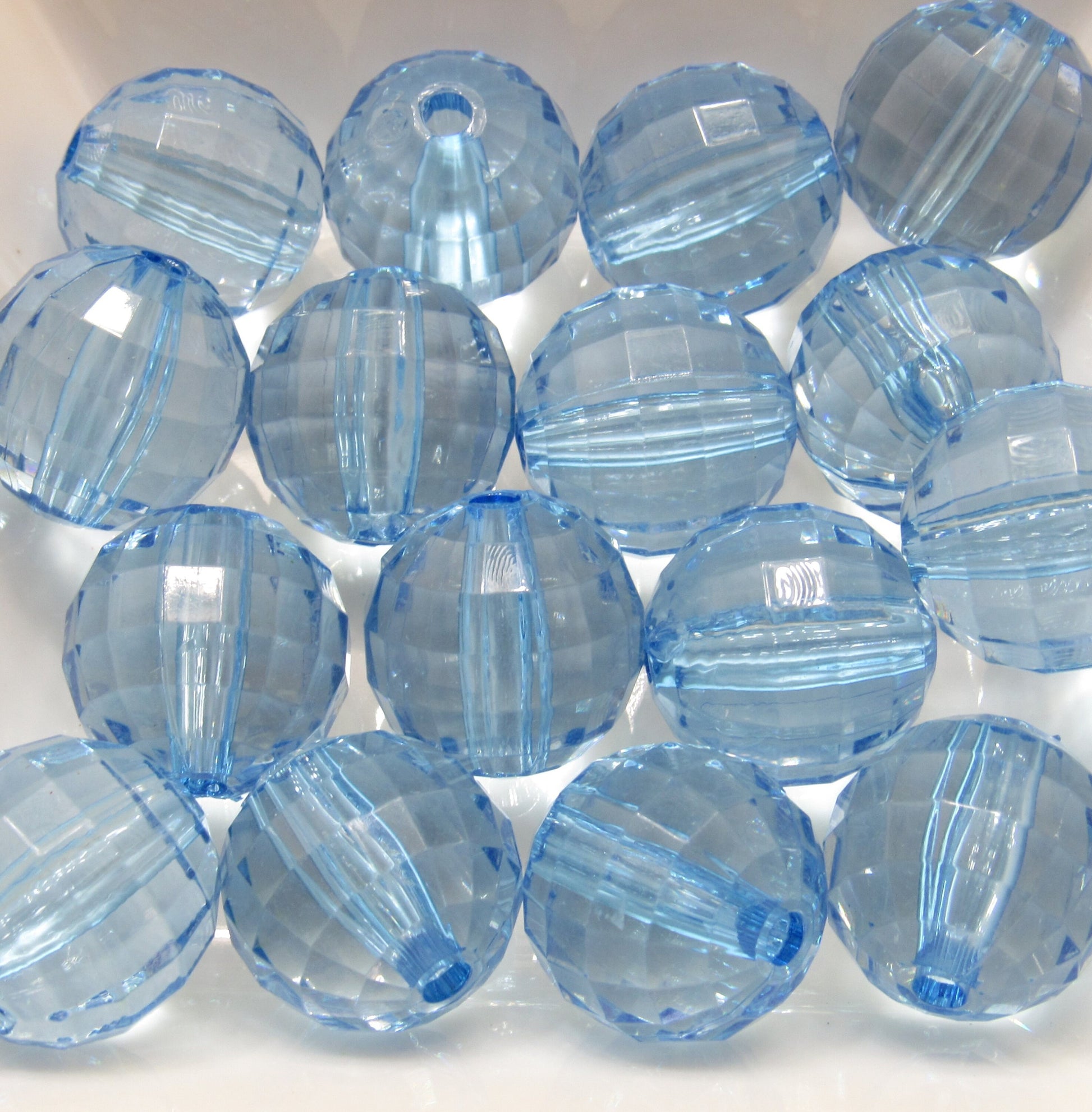 NEW 22mm Light Blue Faceted Beads, Bubblegum Bead, Multifaceted Chunky Bead, Chunky Bubblegum Necklace Bead Supply, Jewelry Supply,