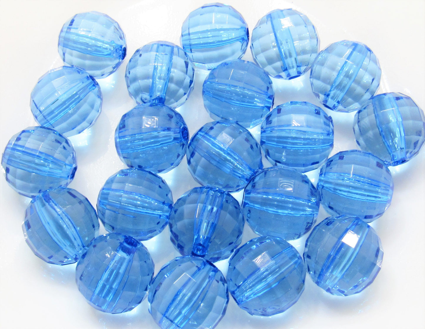 NEW 22mm Blue Multifaceted Bubblegum Beads, Transparent Bubblegum Beads, Chunky Bead Supply, Chunky Bead Supply, Bubblegum Necklace Bead