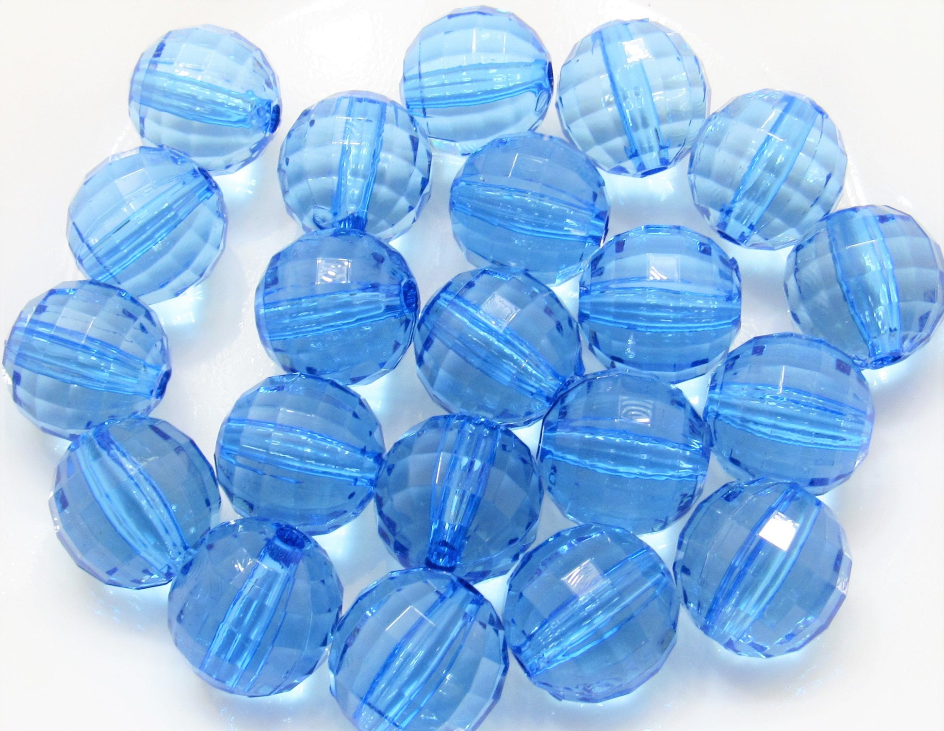 NEW 22mm Blue Multifaceted Bubblegum Beads, Transparent Bubblegum Beads, Chunky Bead Supply, Chunky Bead Supply, Bubblegum Necklace Bead