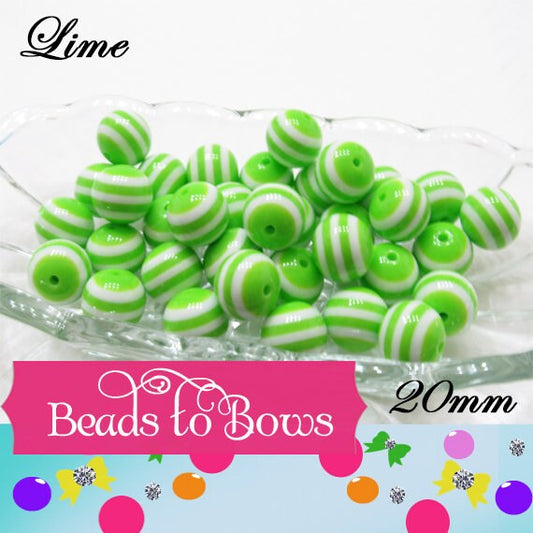20mm Chunky Lime Striped Bubblegum Beads, Striped Round Beads, 20mm  Chunky Striped Beads, Gumball Beads, Chunky Beading Supplies