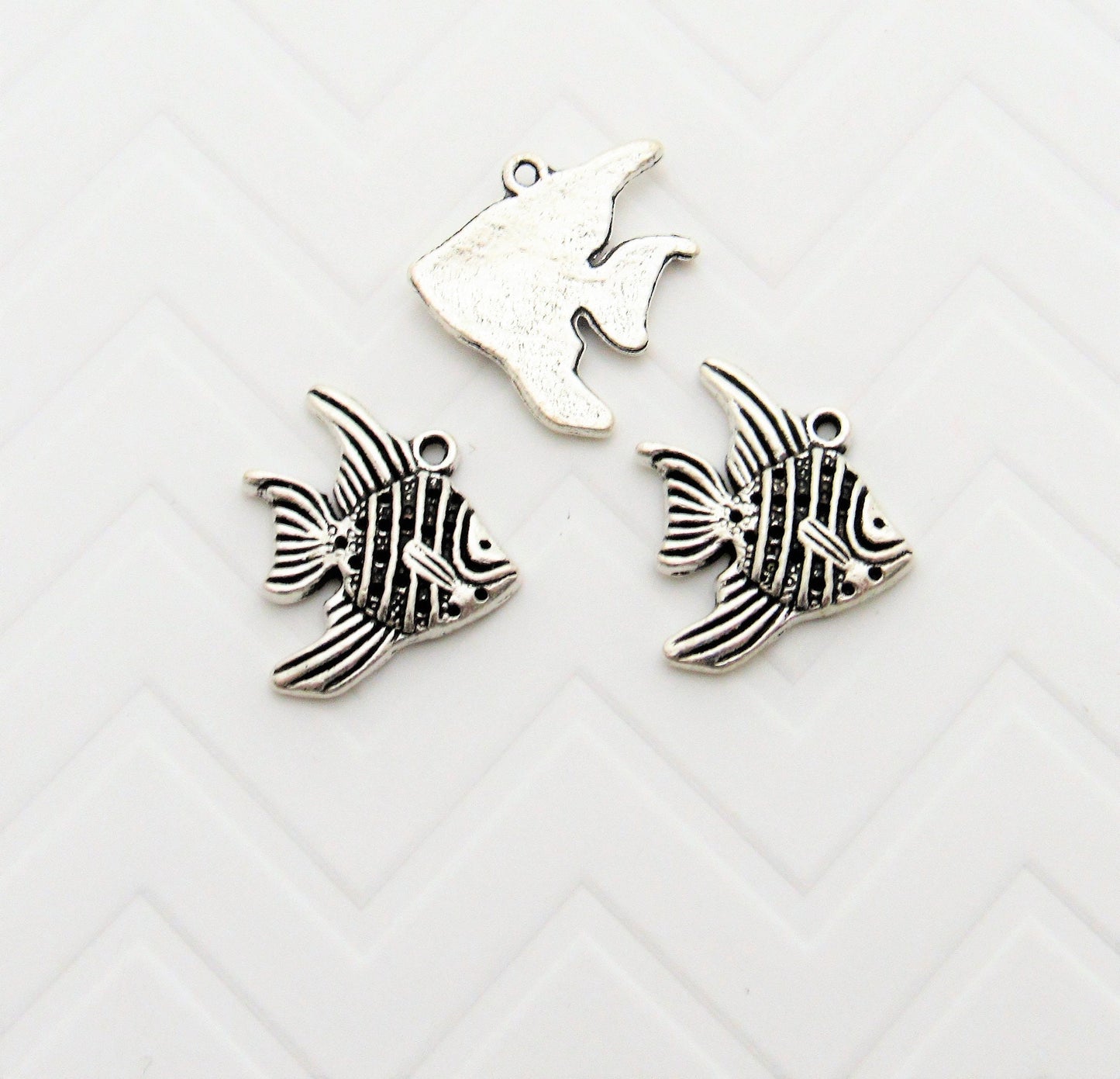 25mm Antique Silver Angel Fish Charms, Beach Charm, Fish Charms, Scrap Book Embelishment,