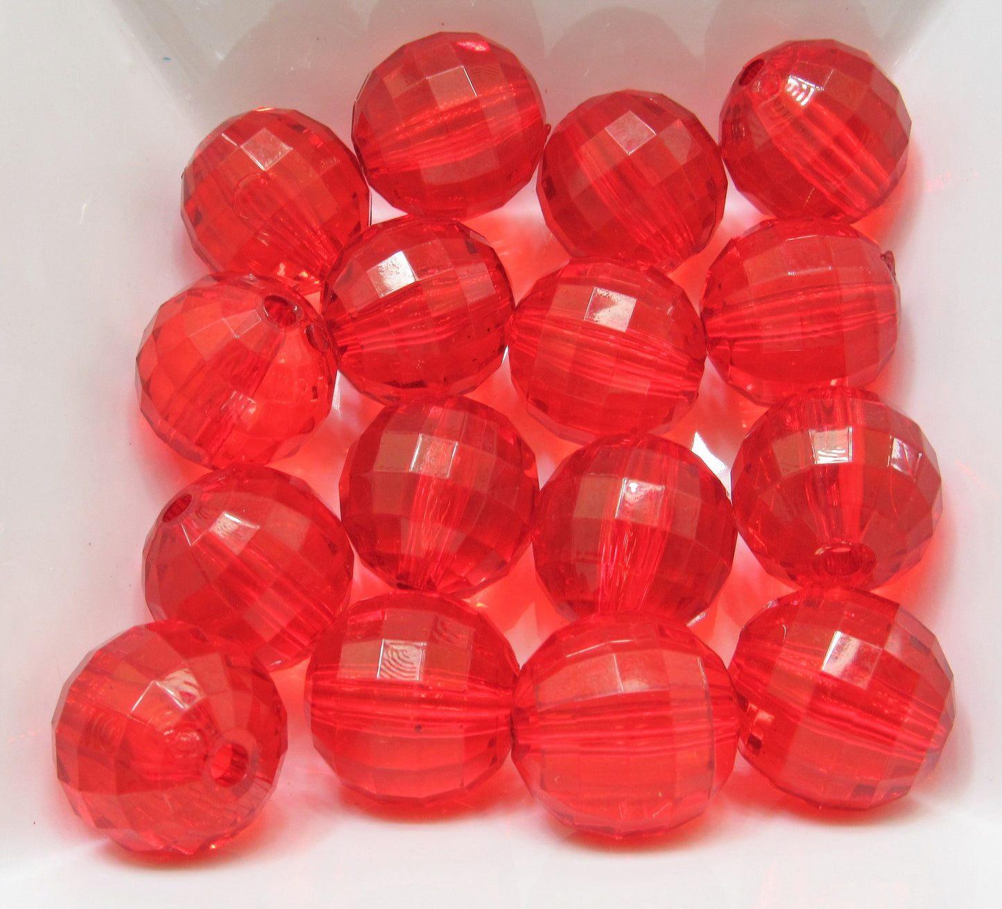 NEW 22mm Red Faceted Beads, Bubblegum Bead, Multifaceted Chunky Bead, Chunky Bubblegum Necklace Bead Supply, Jewelry Supply,