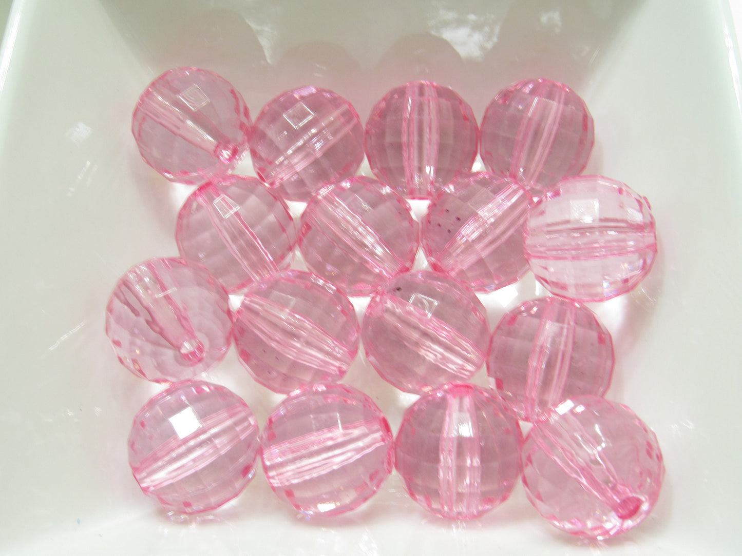 NEW 22mm Light Pink Faceted Beads, Bubblegum Bead, Multifaceted Chunky Bead, Chunky Bubblegum Necklace Bead Supply, Jewelry Supply,