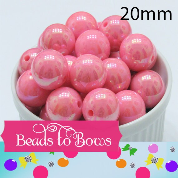 20mm AB Pink Bubblegum Bead, Chunky Round Acrylic Bead, AB Gum Ball Bead, Chunky Bead Supply, Bubblegum Necklace Supply Beads