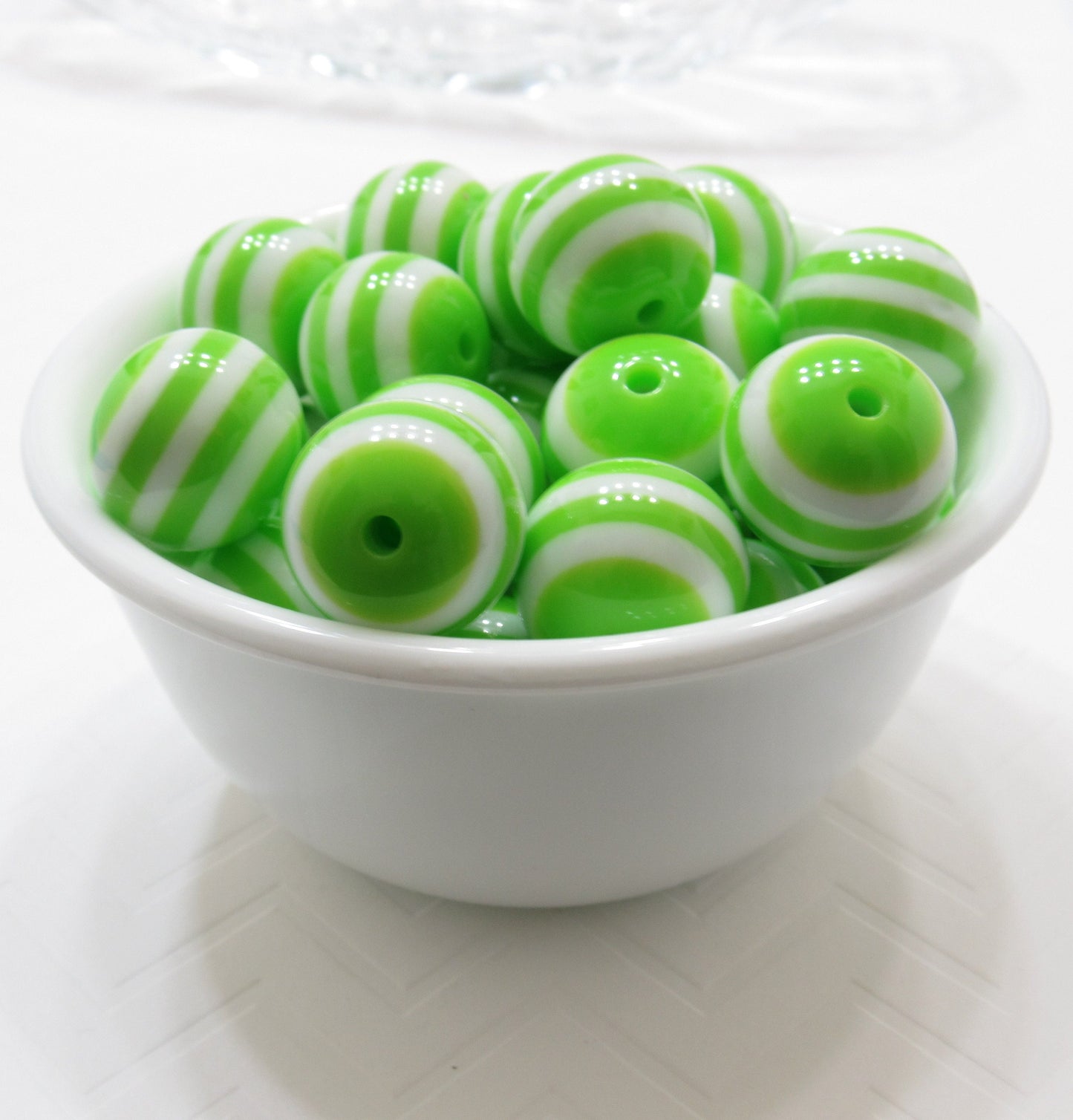 SALE 20mm Chunky Lime Green Striped Bubblegum Beads, Striped Gumball Beads, Chunky Bubblegum Beads, Chunky Necklace Bead Supply