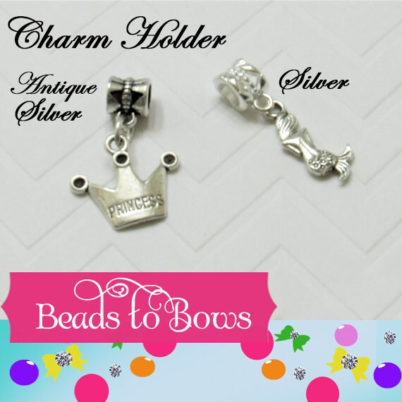 QTY 20 Silver European Charm Hanger 11mm X 7mm used for dangling charms, fits most charm braclets, inner Diameter of 5mm.  Charm bead holder