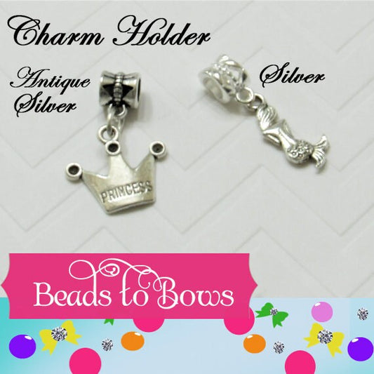 QTY 20 Silver European Charm Hanger 11mm X 7mm used for dangling charms, fits most charm braclets, inner Diameter of 5mm.  Charm bead holder