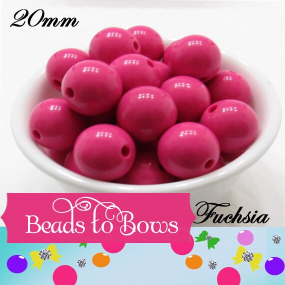 20mm Fuchsia Bubblegum Beads, Chunky Bubblegum Bead, Bubblegum Bead Supply, Gumball Bead, Chunky Necklace Supply, Gum Ball Bead